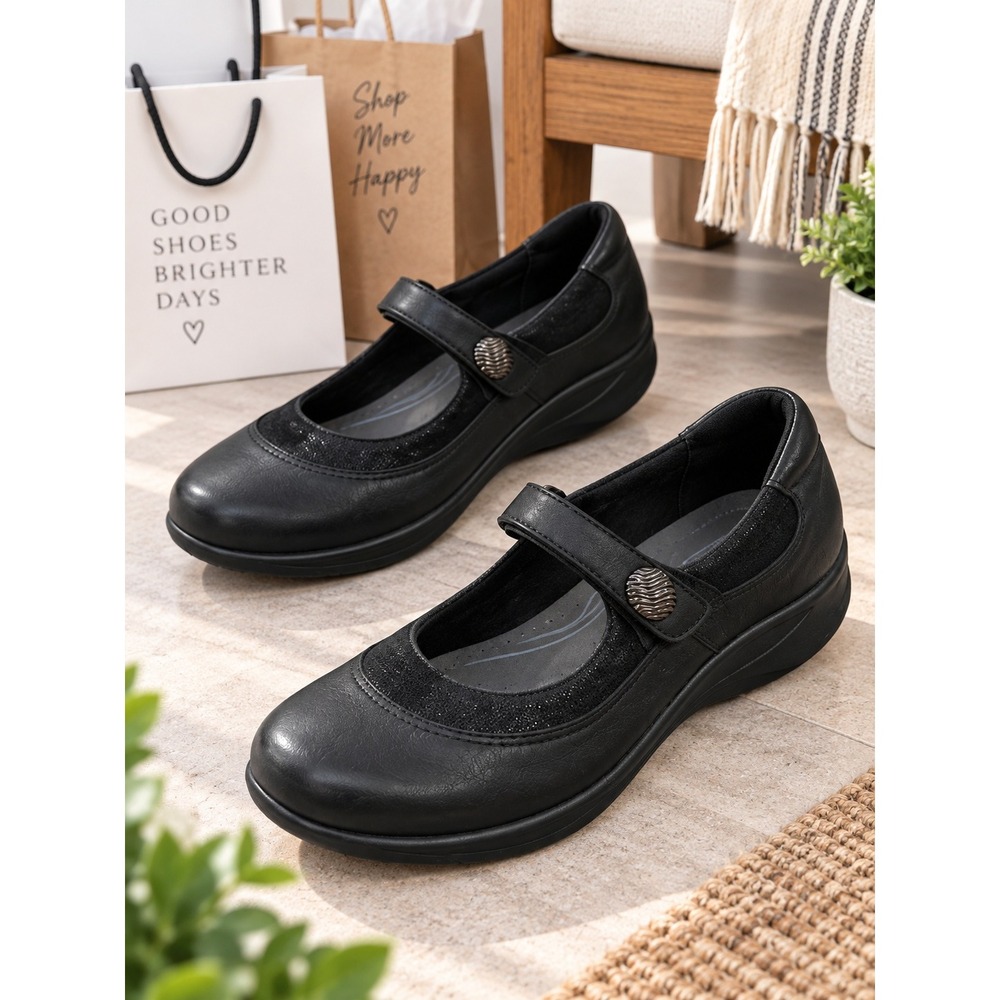 SAS Step Out Womens 9N Narrow Black Leather Mary Jane Comfort Walking Shoes USA